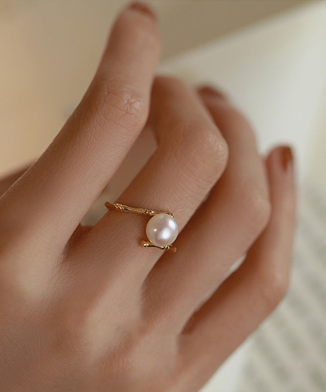 Silver Rings Pearl Open Gold Sterling Fashion Alloy