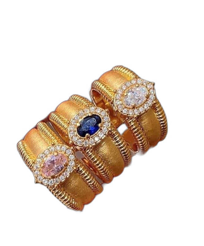 Open Sterling Gold Overgild Silver Fashion Zircon Rings