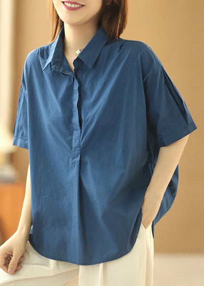 Cotton Patchwork Summer Pan Collar Peter Fashion Khaki Shirts