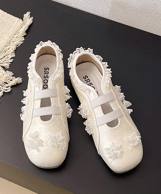 Silver Shoes Fashion Lace Splicing Flat Faux Leather