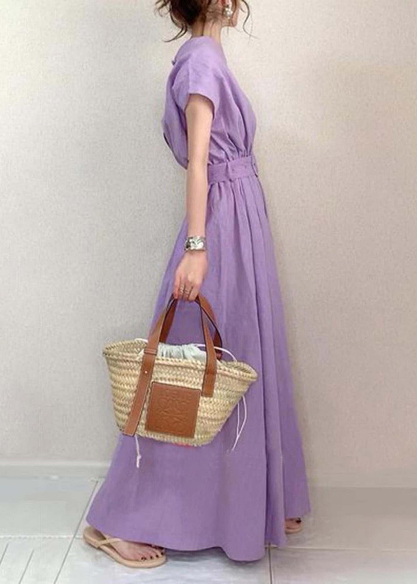 Cotton Tunic Summer Dress Ankle Large Exra Hem Fashion Lavender