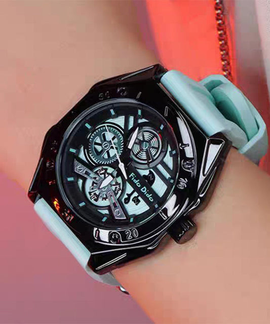 Fashion Rubber Green Out Quartz Light Silicone Hollow Movement