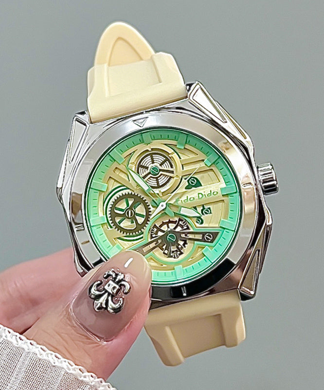 Fashion Rubber Green Out Quartz Light Silicone Hollow Movement