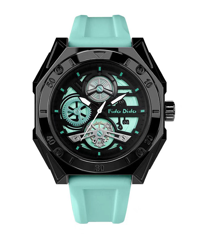 Fashion Rubber Green Out Quartz Light Silicone Hollow Movement