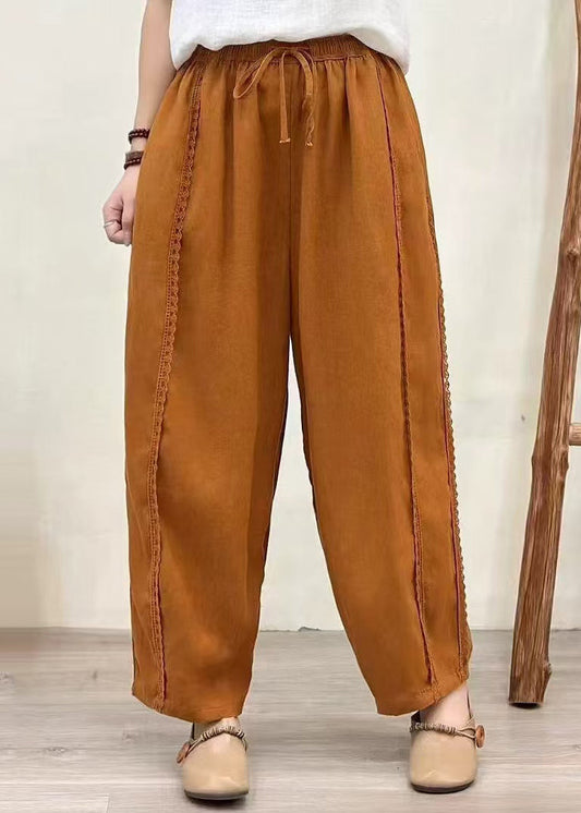 Lace Pants Patchwork Orange Oversized Summer Fashion