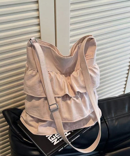 Shoulder Fashion Patchwork Pink Canvas Bags Ruffled