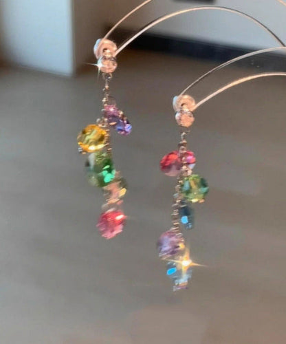 Copper Tassel Fashion Zircon Earrings Drop Overgild Rainbow