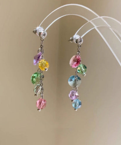 Copper Tassel Fashion Zircon Earrings Drop Overgild Rainbow