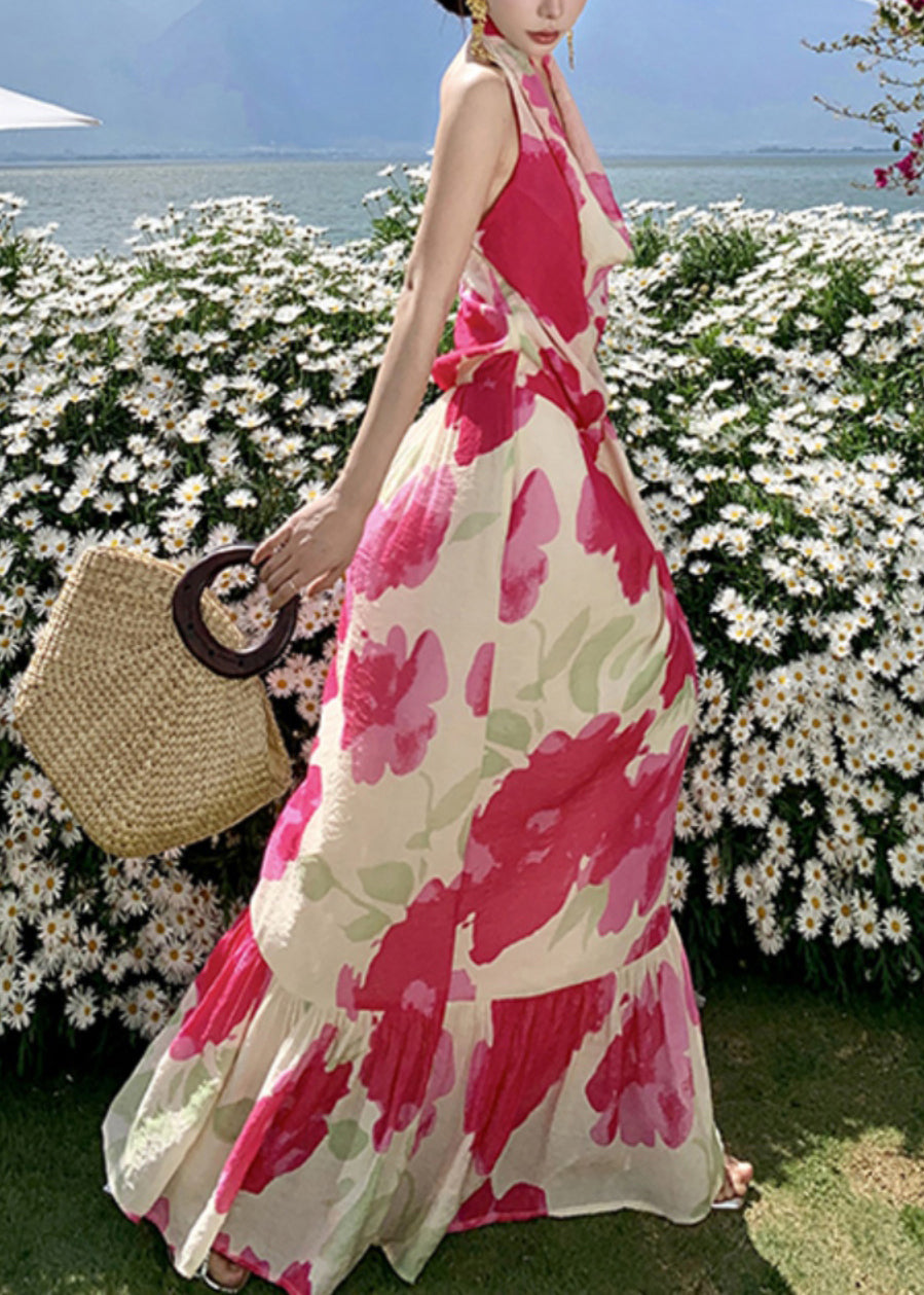 Fashion Dresses Bow Backless Red Long Summer Vacation