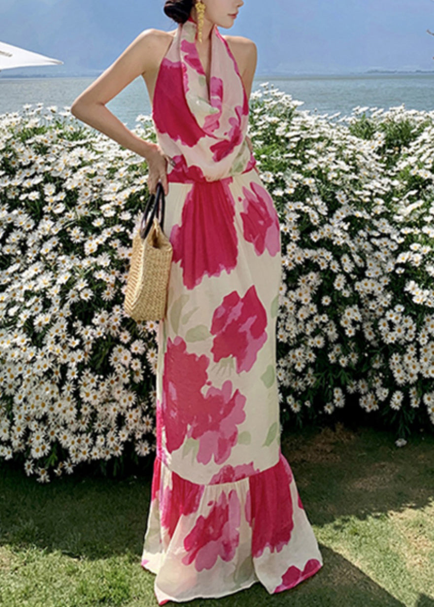 Fashion Dresses Bow Backless Red Long Summer Vacation