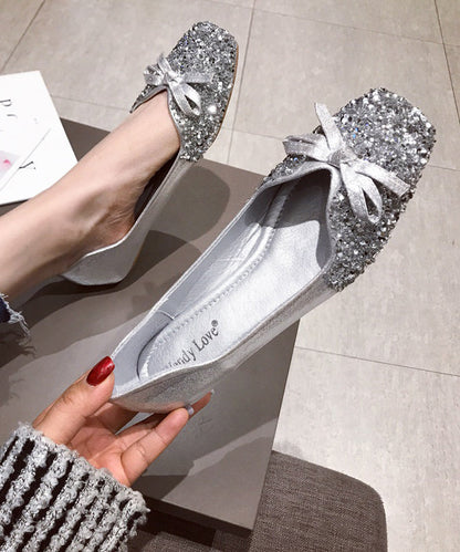 Loafers Splicing Sequins Faux Red Fashion Penny Bow Leather
