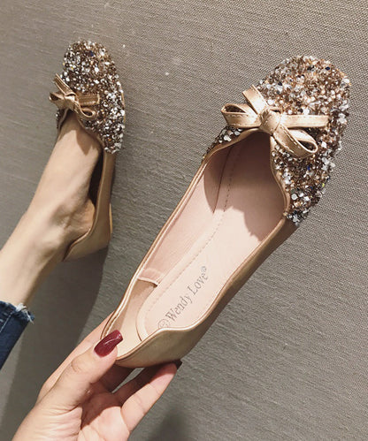 Loafers Splicing Sequins Faux Red Fashion Penny Bow Leather
