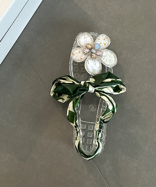 Red Flower Flats Square Out Shoes Fashion Toe Hollow