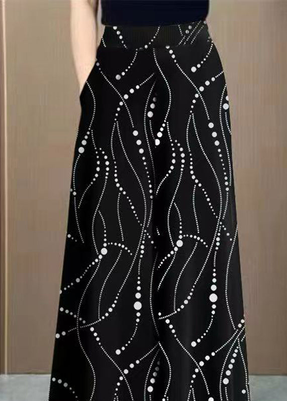 Draping Wide Pants Red Print Silk Ice Waist Fashion Leg High