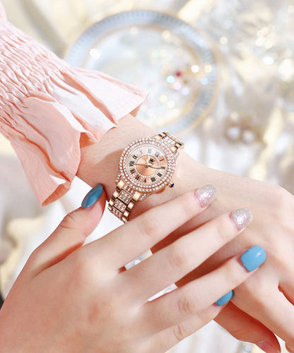 Stainless Steel Movement Quartz Zircon Rose Gold Fashion