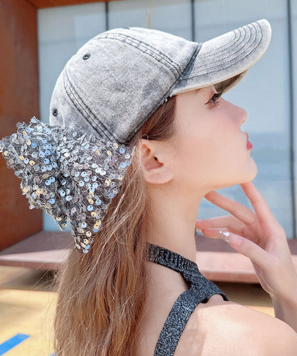 Baseball Flower Sequin Hat Fashion Rhinestone Versatile Cap Bow