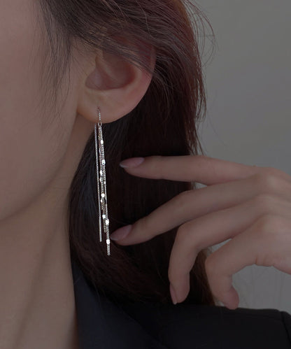 Fashion Silk Sterling Silver Sequins Tassel Drop Earrings PO003