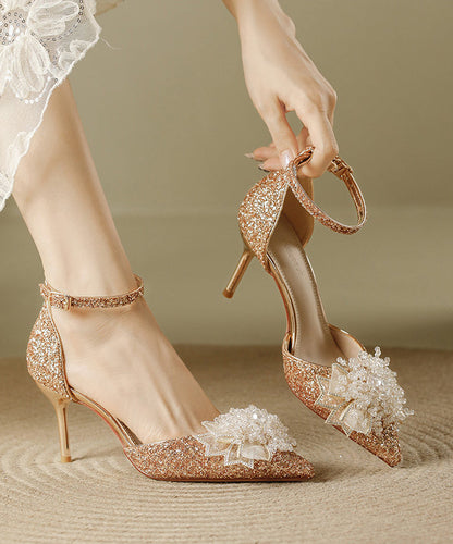 Fashion Splicing Sequins Pointed Silver Stiletto Heels High Toe