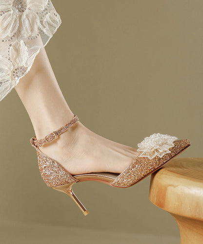 Fashion Splicing Sequins Pointed Silver Stiletto Heels High Toe