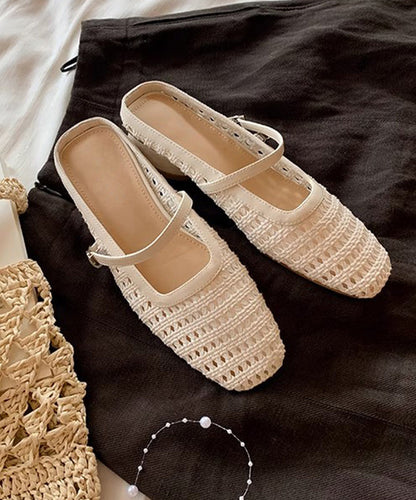 Fashion Faux Chunky Yellow Splicing Leather Slide Out Hollow