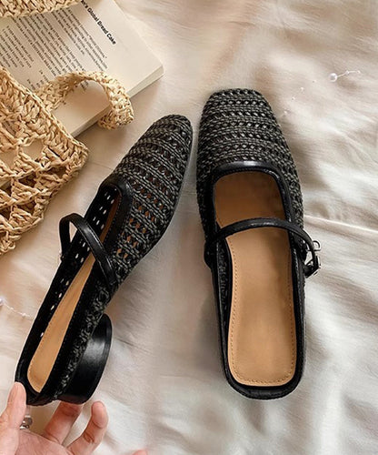 Fashion Faux Chunky Yellow Splicing Leather Slide Out Hollow