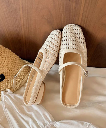 Fashion Faux Chunky Yellow Splicing Leather Slide Out Hollow