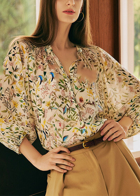 Shirts V Lantern Fashion Print Neck Sleeve