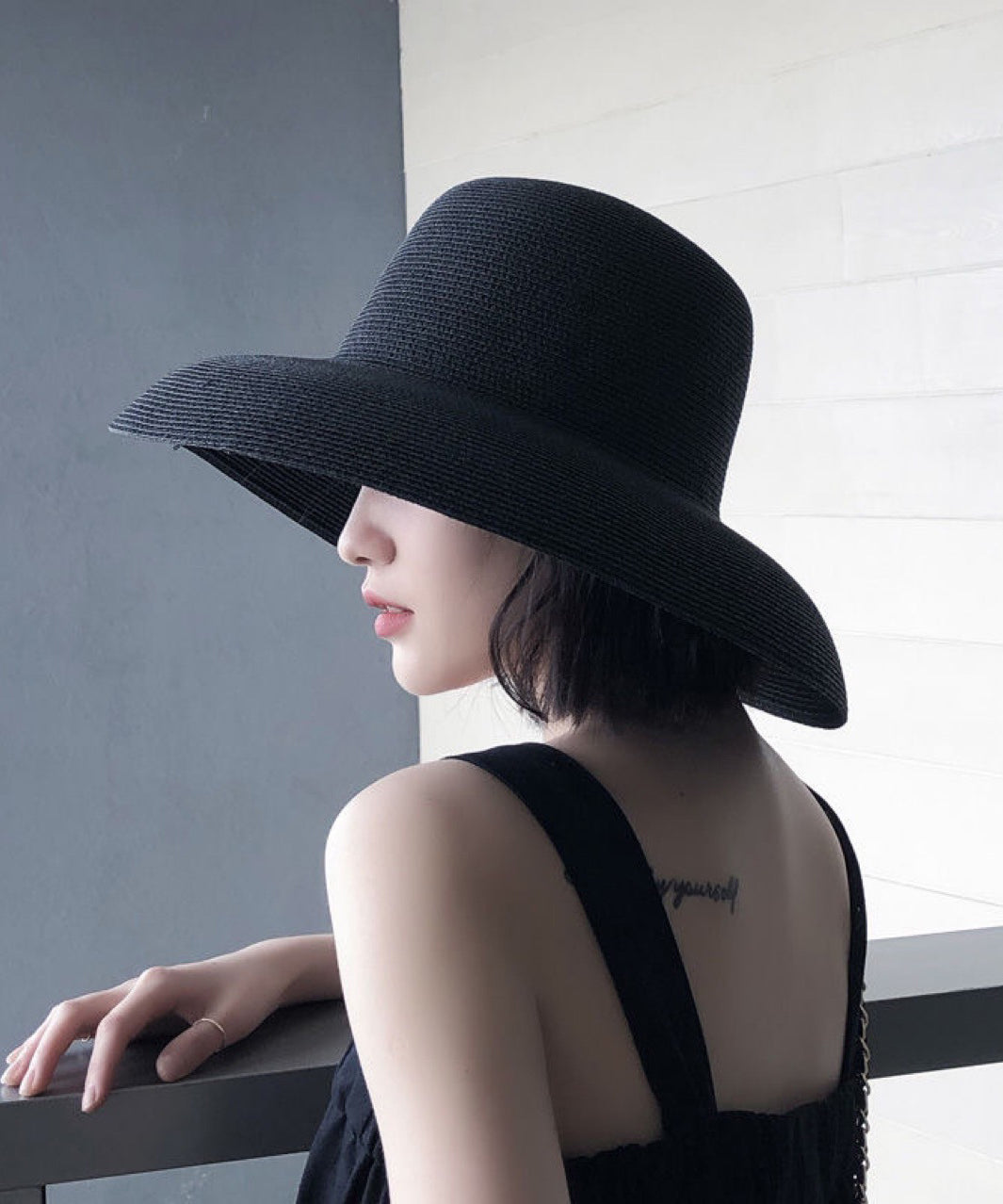 Khaki Hat Bucket Straw Large Woven Eaves Fashion Versatile