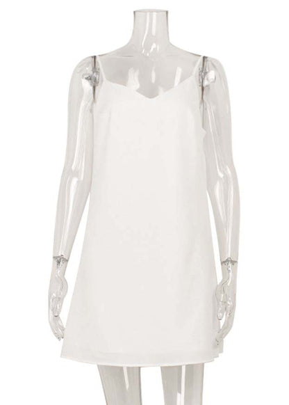 Mini Fashion White Dresses Lace Backless Up Summer Cotton