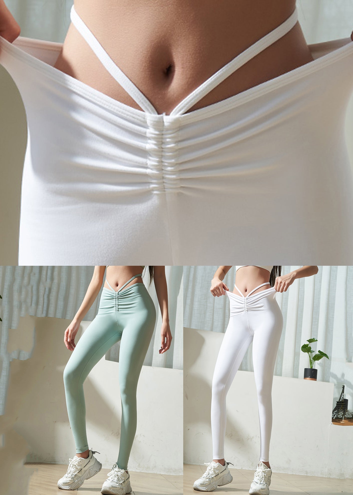 Running Yoga Capri Fashion Waist White High Pants