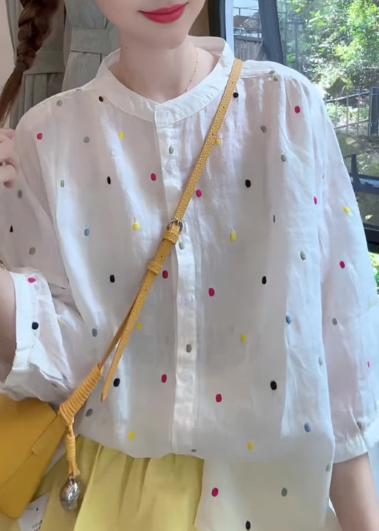 Shirt Sleeve Cotton Fashion Collar Bracelet Stand White Print