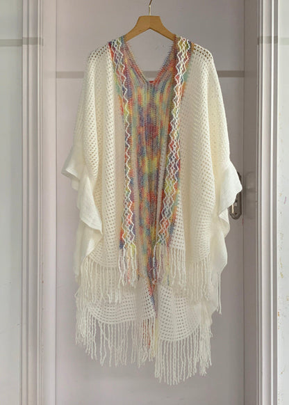 High Sleeve Knit Tassel Fashion Shawl Design Low Yellow Batwing