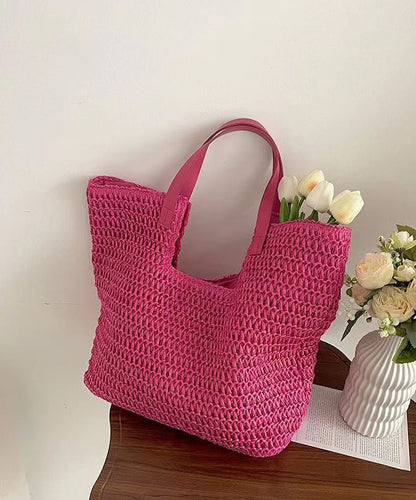 Sac à bandoulière en paille tissée polyvalente de grande capacité, vert et tendance, HJ1014