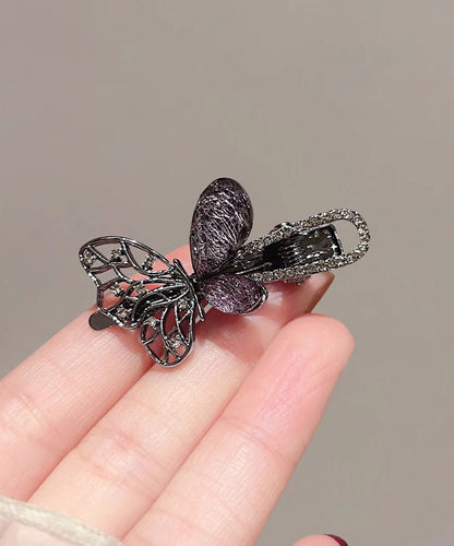 Alloy Black Out Zircon Two-Piece Hairpin Hollow Butterfly Fine