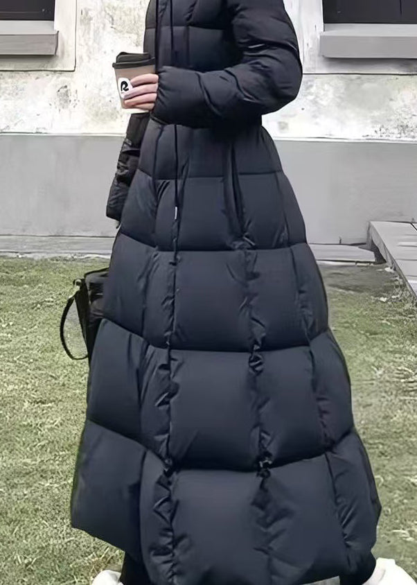 Fine Black Hooded Pockets Slim Fit Duck Down Parkaer Winter TD043