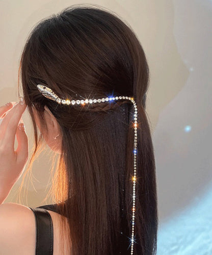 Gold Alloy Tassel Fine Zircon Hairpin Serpentine