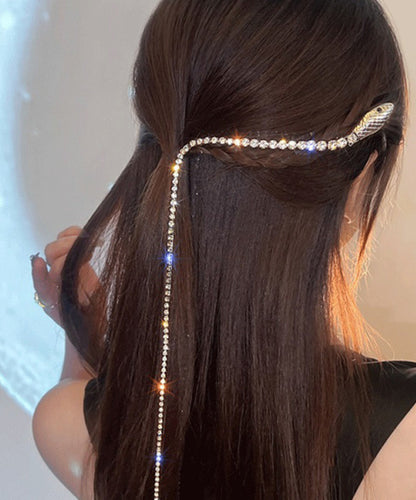 Gold Alloy Tassel Fine Zircon Hairpin Serpentine