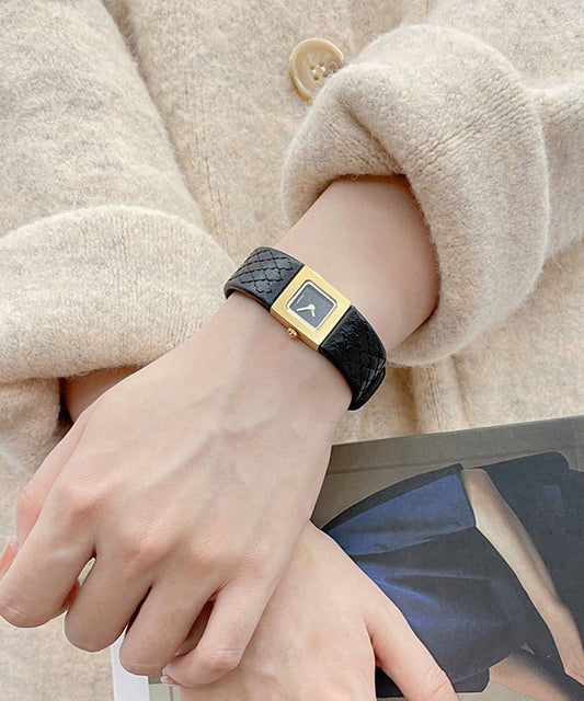 Gold Waterproof Quartz Movement Fine Leather Watches