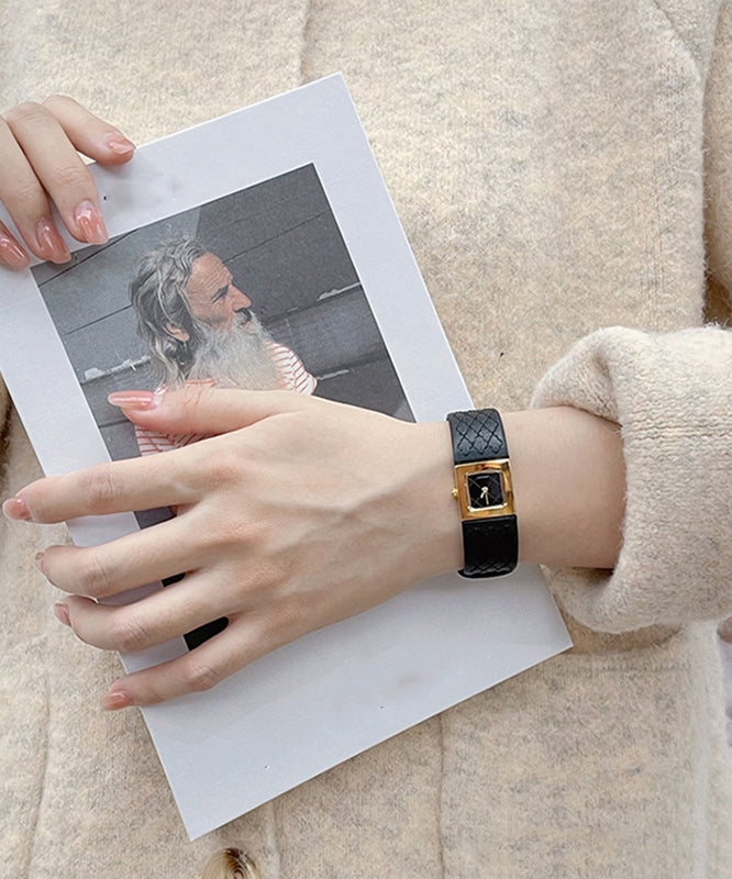 Gold Waterproof Quartz Movement Fine Leather Watches