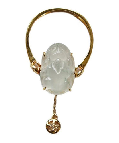 Fine Gold Sterling Silver Overgild Chalcedony A Mythical Wild Animal Tassel Rings QI060