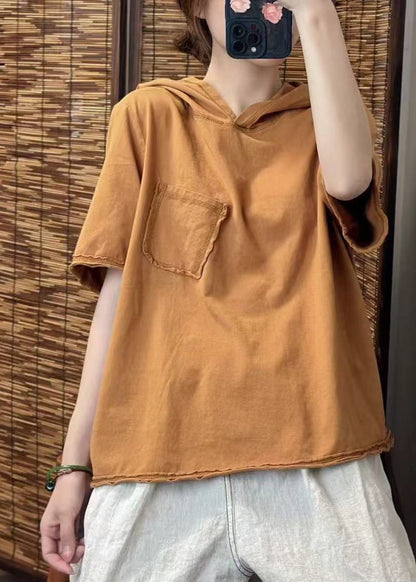 Cotton Fine Hooded Summer Tanks Pocket Green