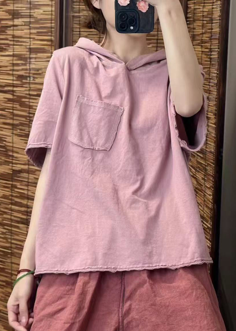 Cotton Fine Hooded Summer Tanks Pocket Green