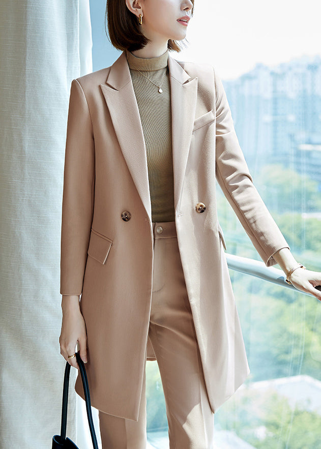 Fine Khaki Double Breast Spandex Trench Coats Spring YJ012