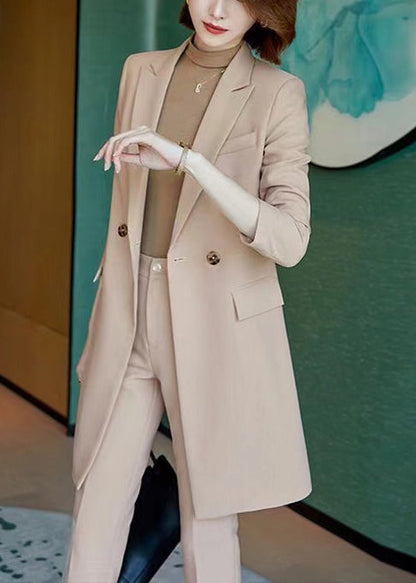 Fine Khaki Double Breast Spandex Trench Coats Spring YJ012