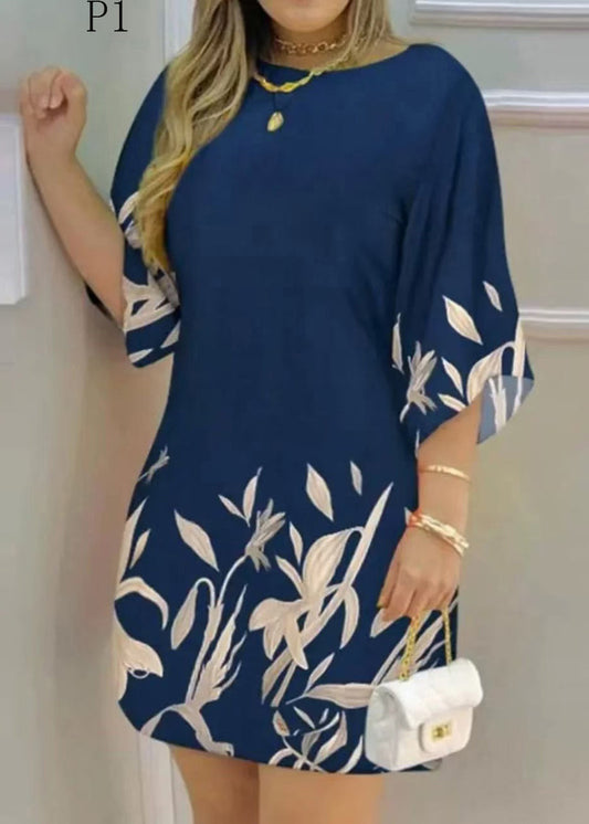 Print Holiday Summer Cotton Dress Fine Oversized