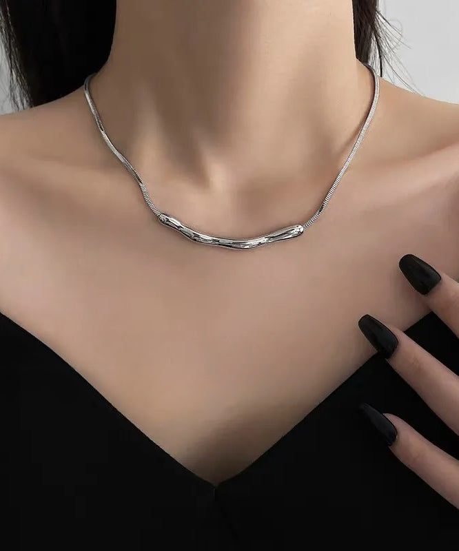 Fine Copper Necklace Asymmetrical Wrinkled Silk