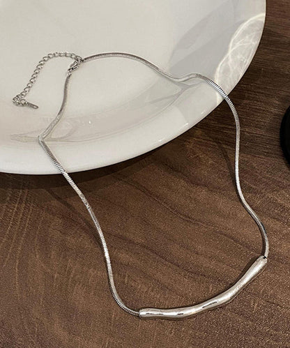 Fine Copper Necklace Asymmetrical Wrinkled Silk