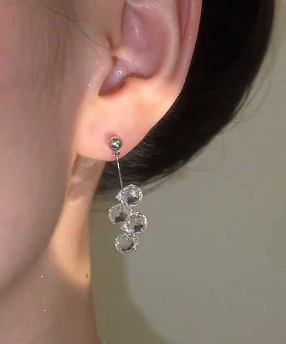 Tassel Ball Crystal Drop Silk Earrings Copper Fine