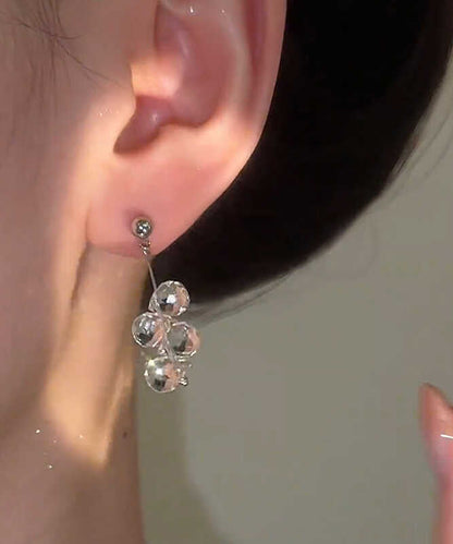 Tassel Ball Crystal Drop Silk Earrings Copper Fine