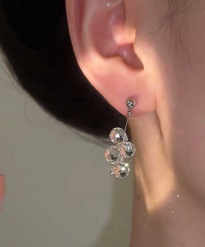 Tassel Ball Crystal Drop Silk Earrings Copper Fine